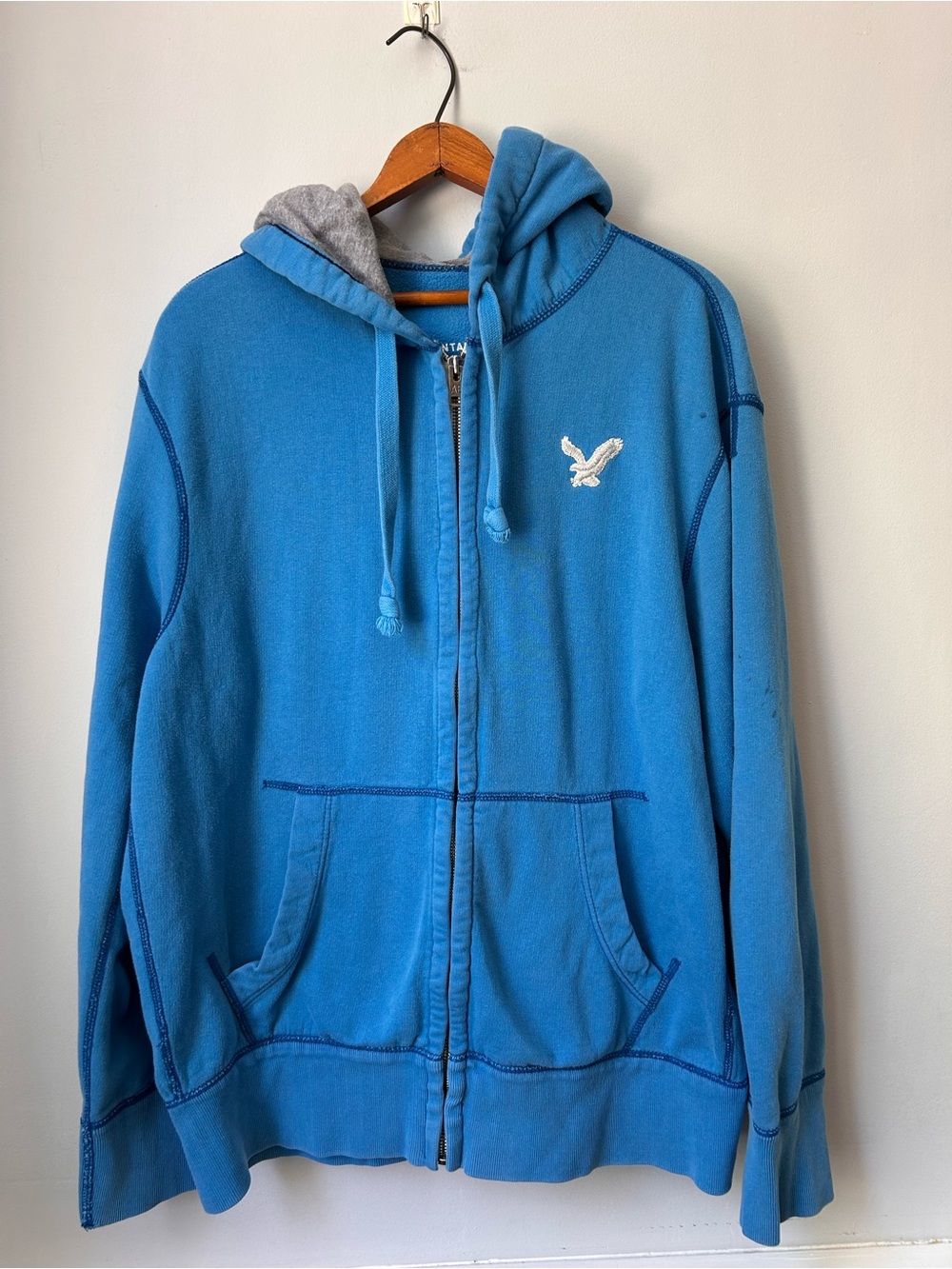 American Eagle Outfitters Blue Full Zip Vintage Fit Hooded Sweatshirt Men XL